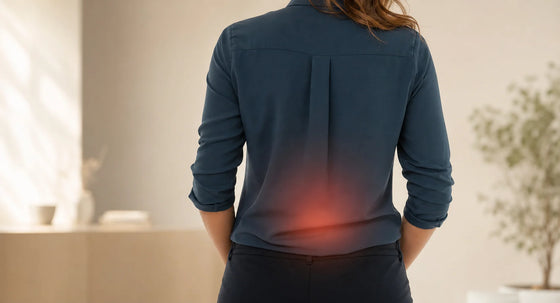 Realistic rear view illustrating accumulated lower-back load