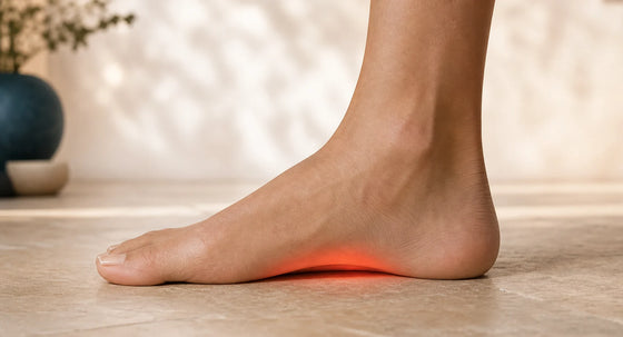 Realistic side view of a foot arch under load