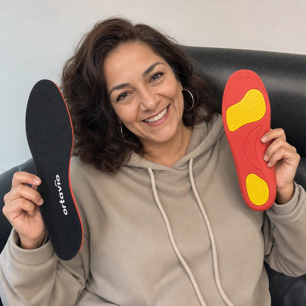 Ortavio customer photo showing ArcCore insoles at home