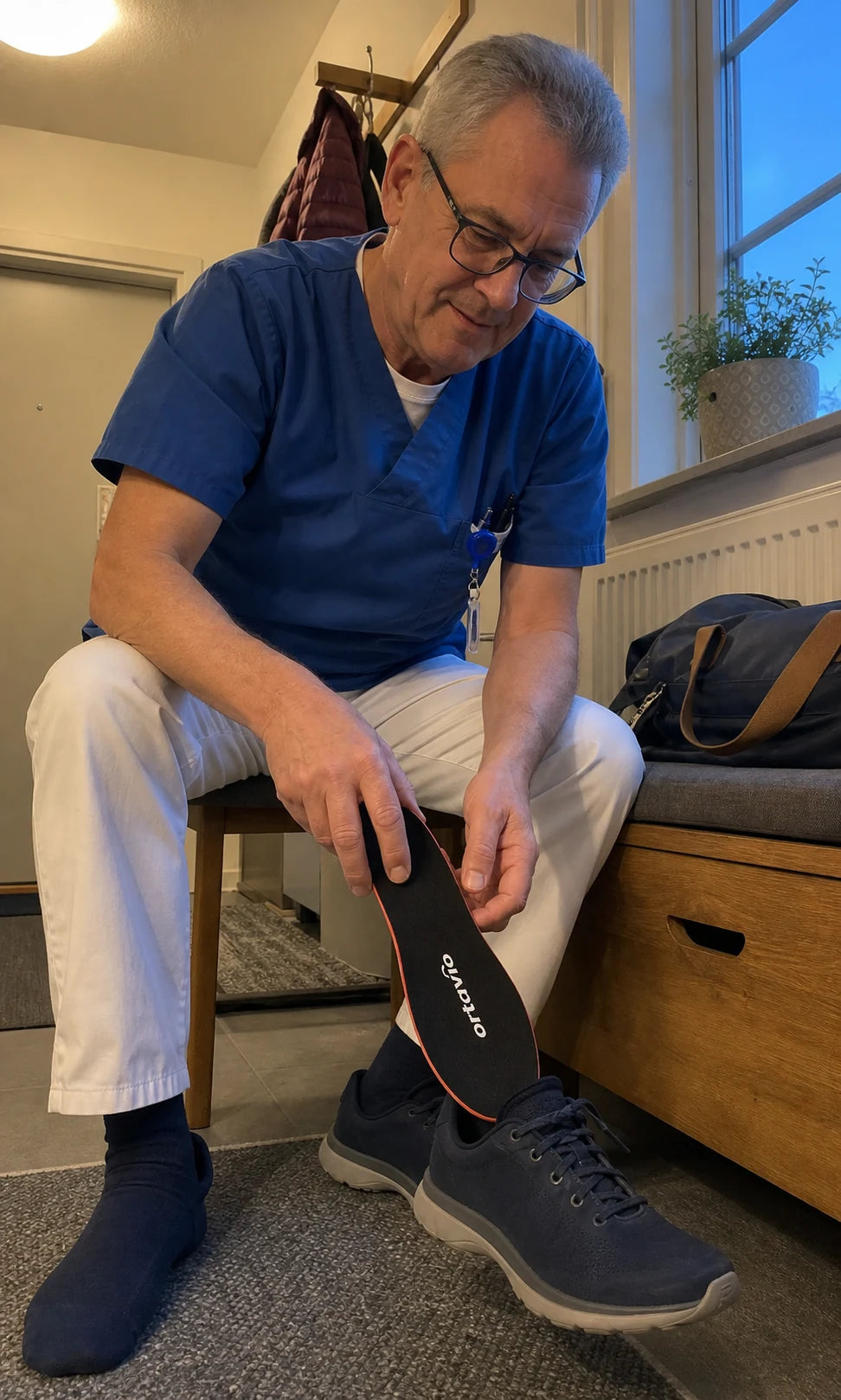 care worker fitting an Ortavio ArcCore insole