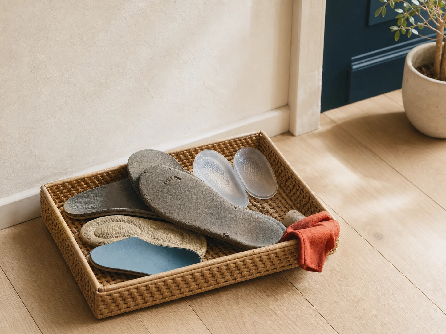 A collection of worn soft insoles and gel pads that did not provide lasting support
